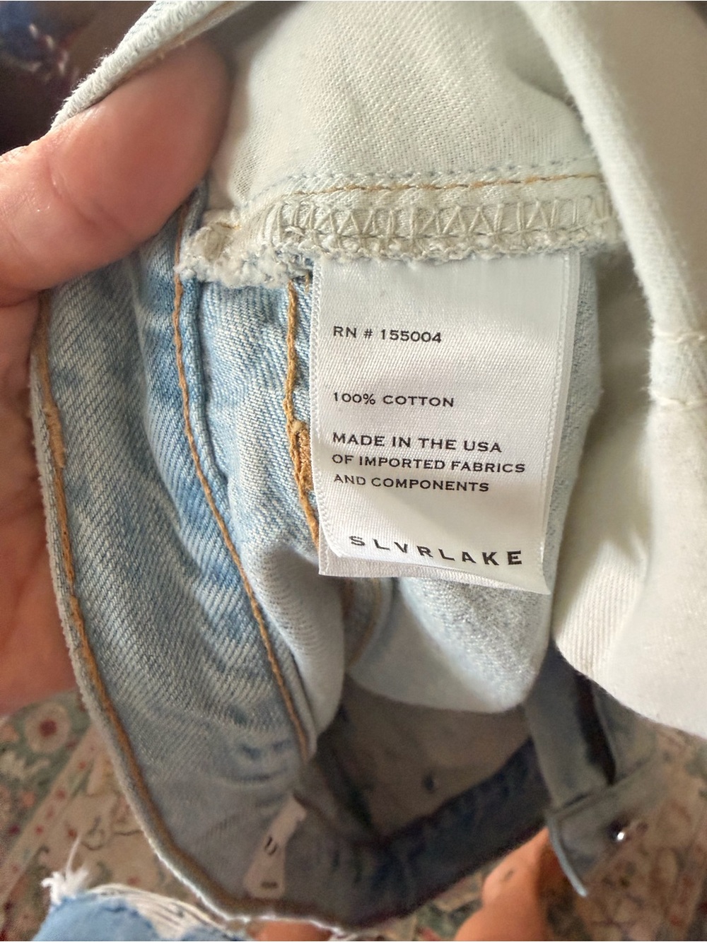 SLVRLAKE Light Blue Straight Women's Jeans with Knee Rips - Picture 3 of 4